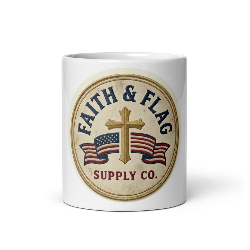 Badge Mug worn by a model